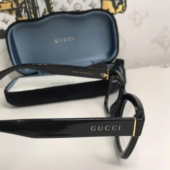 ✨ Luxury New Authentic Gucci GG1138O 001 Black Square Eyeglasses ✨
